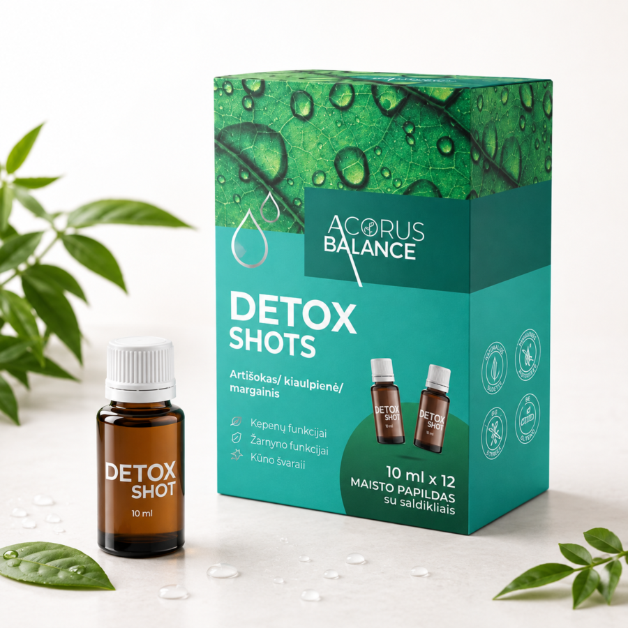Detox shots, kepenų/žarnyno funkcijai, Acorus Balance, 12 vnt.