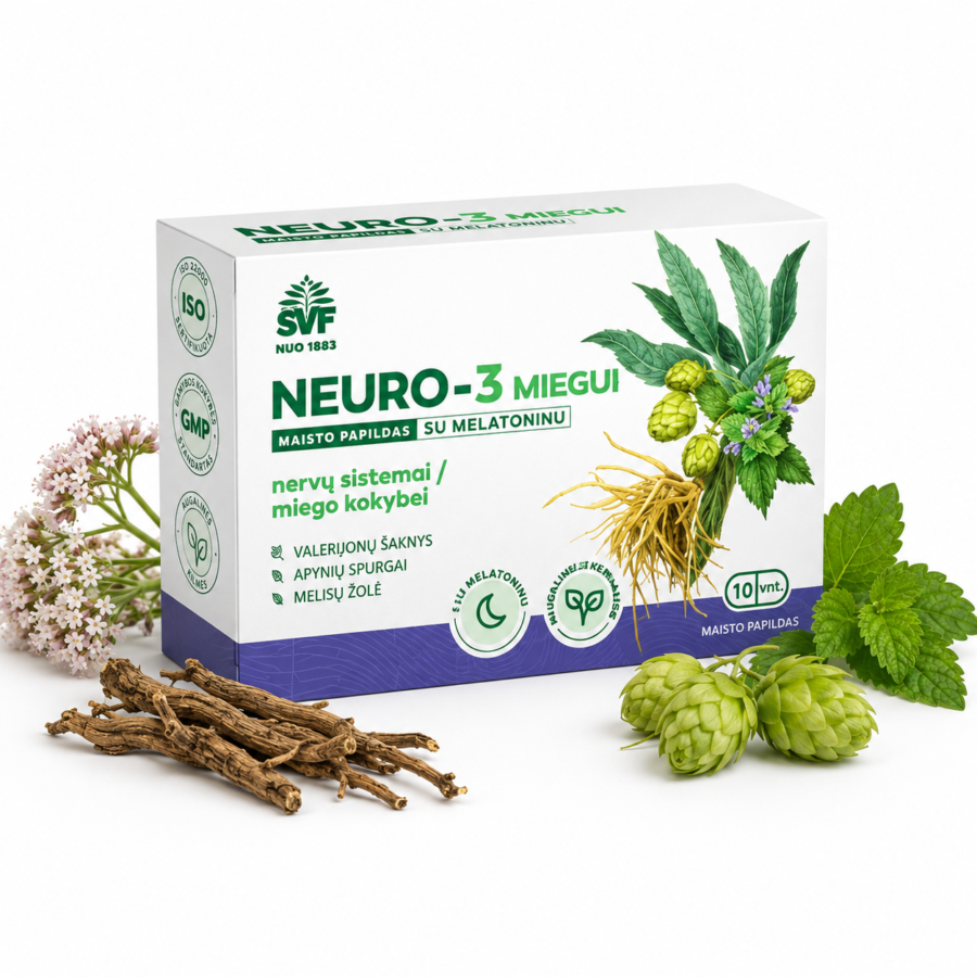 Neuro-3 kapsulės miegui su melatoninu, Švenčionių vaistažolės, 10 vnt.