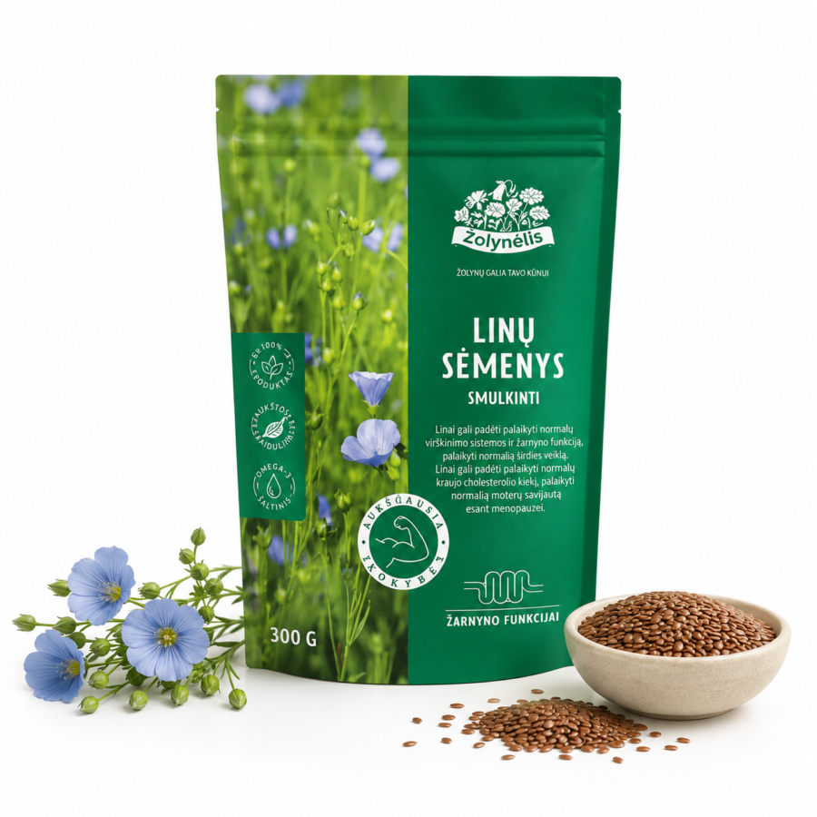 Linų sėmenys smulkinti, virškinimo sistemai, Žolynėlis, 300 g
