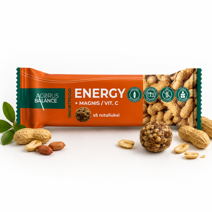 Energy + magnis / vit. C užkandis, energijai, Acorus Balance, 5 vnt.