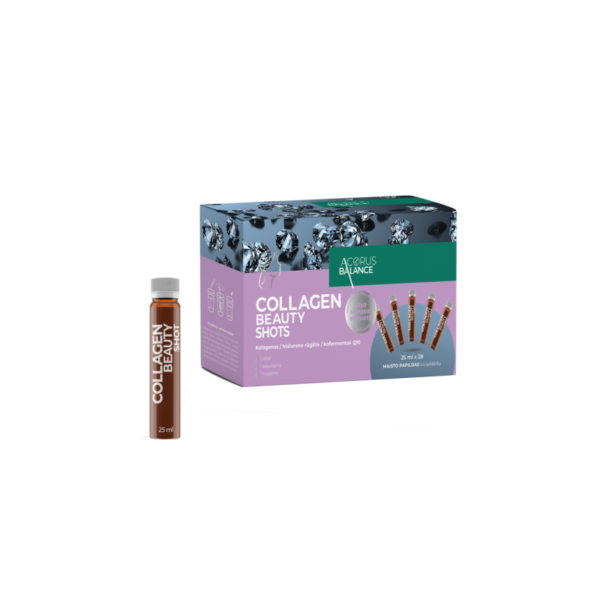 Collagen beauty shots apelsinų skonio, odai, plaukams, nagams, Acorus Balance, 28 vnt.