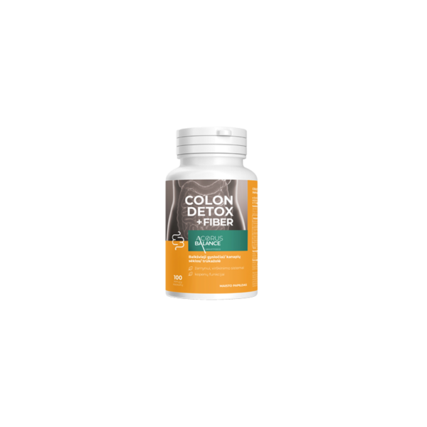 Skaidulos Colon detox + Fiber kapsulės, žarnynui, Acorus Balance, 100 vnt.
