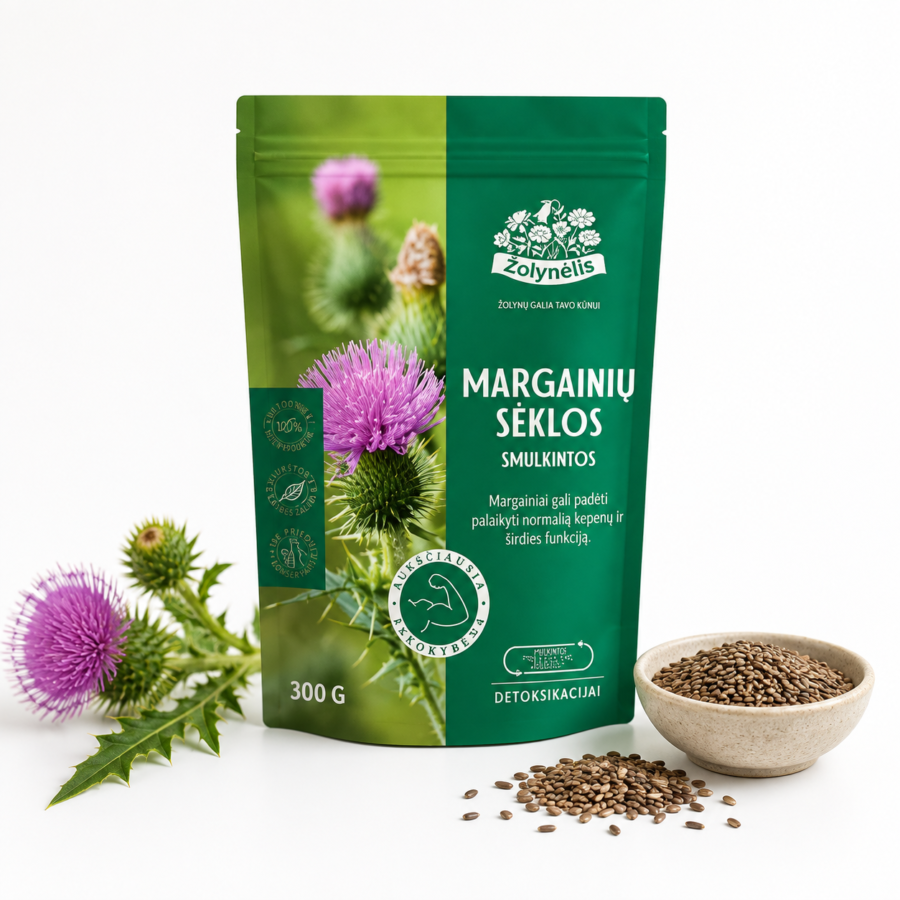 Margainių sėklos smulkintos, kepenų ir širdies funkcijai, Žolynėlis, 300 g