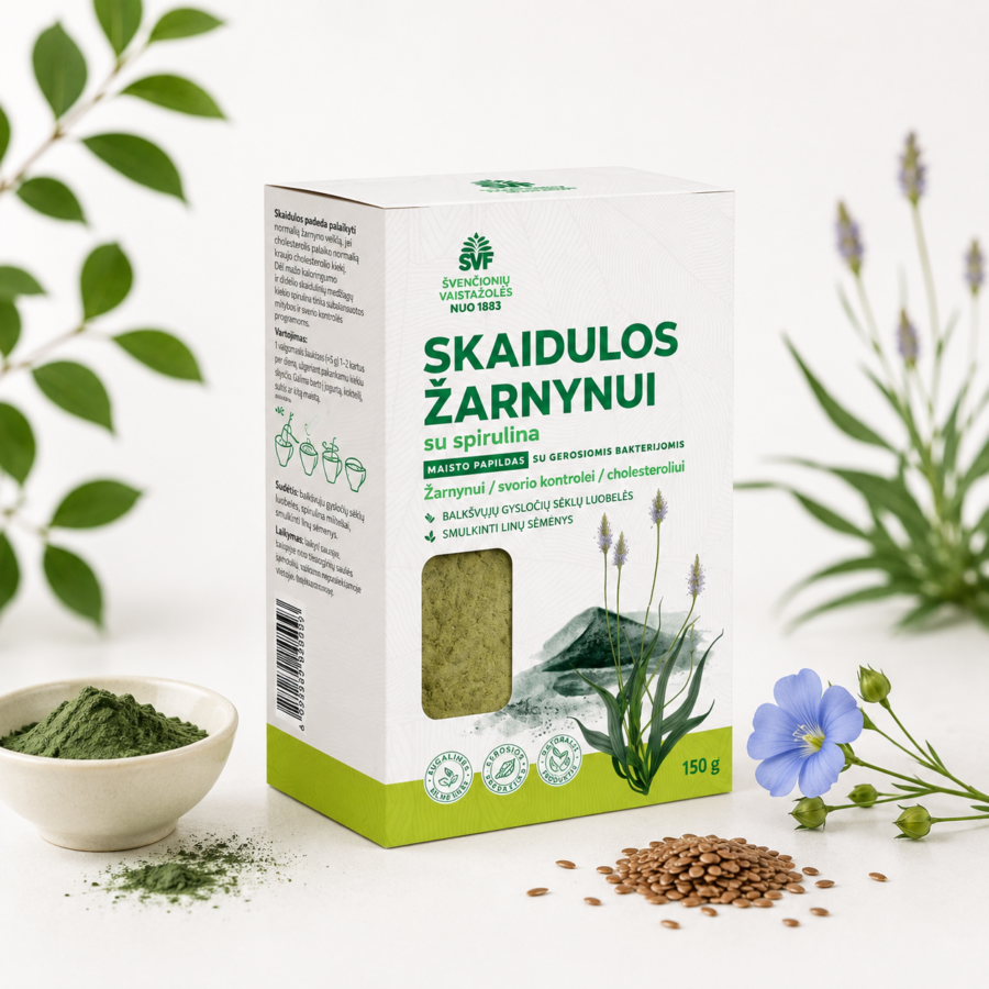 Skaidulos žarnynui su spirulina, Švenčionių vaistažolės, 150 g