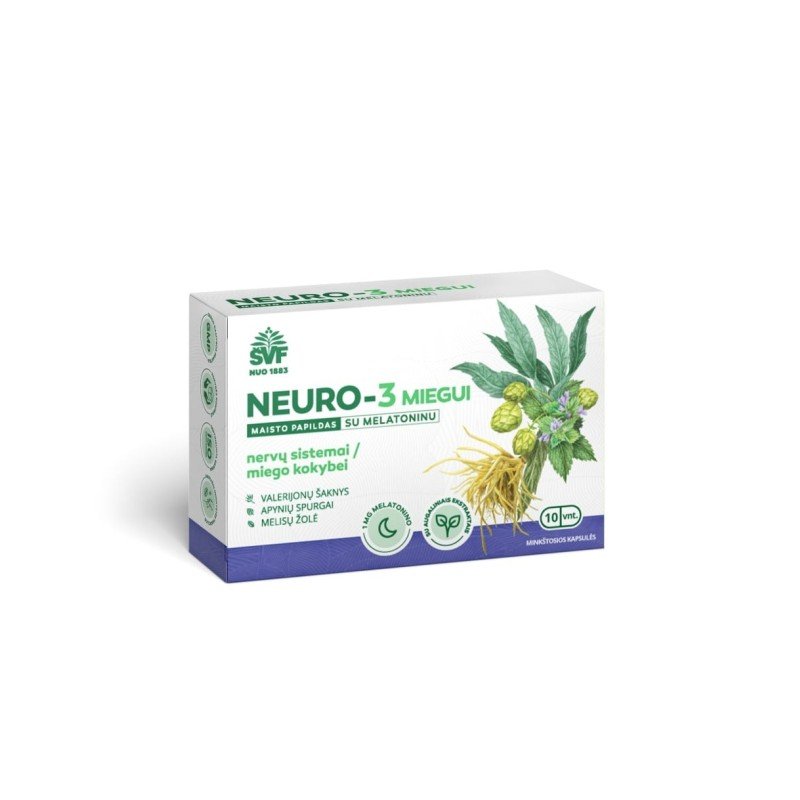 Neuro-3 kapsulės miegui su melatoninu, Švenčionių vaistažolės, 10 vnt.