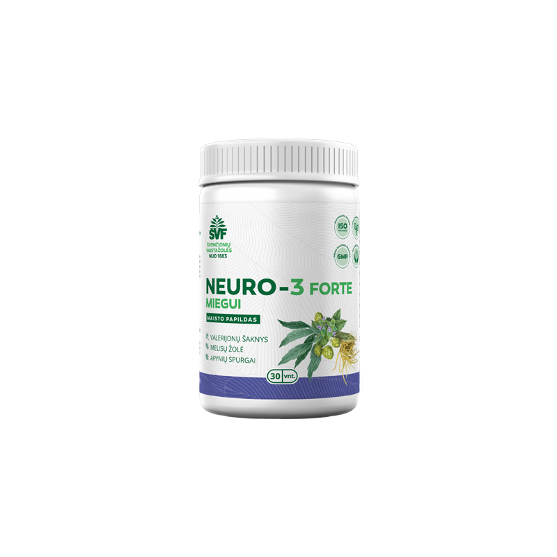 Neuro-3 forte kapsulės miegui, Švenčionių vaistažolės, 30 vnt.