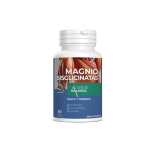 Magnio bisglicinatas, nervų sistemai, energijai, Acorus Balance, 80 kaps.