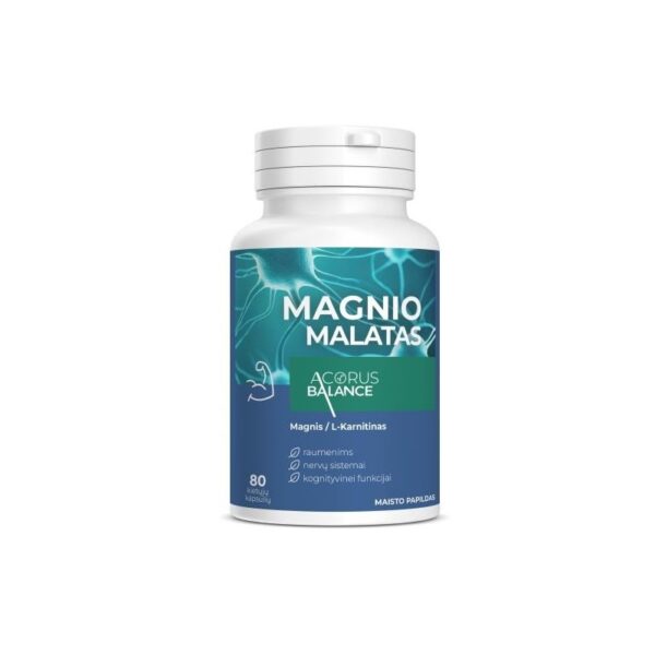 Magnio malatas, nervų sistemai, kognityvinei funkcijai, Acorus Balance, 80 kaps.