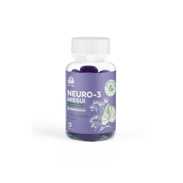 NEURO-3 miegui guminukai su melatoninu, Švenčionių vaistažolės, 60 vnt.