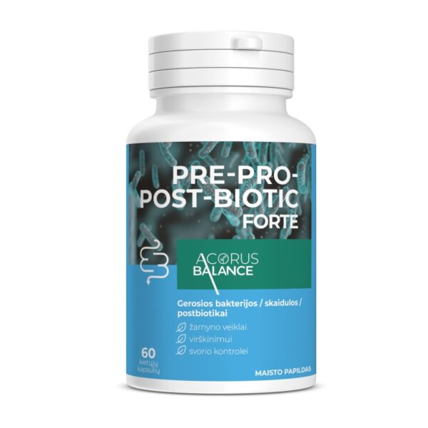 Pre-Pro-Post-Biotic forte, gerosios bakterijos, virškinimui, Acorus Balance, 60 vnt.