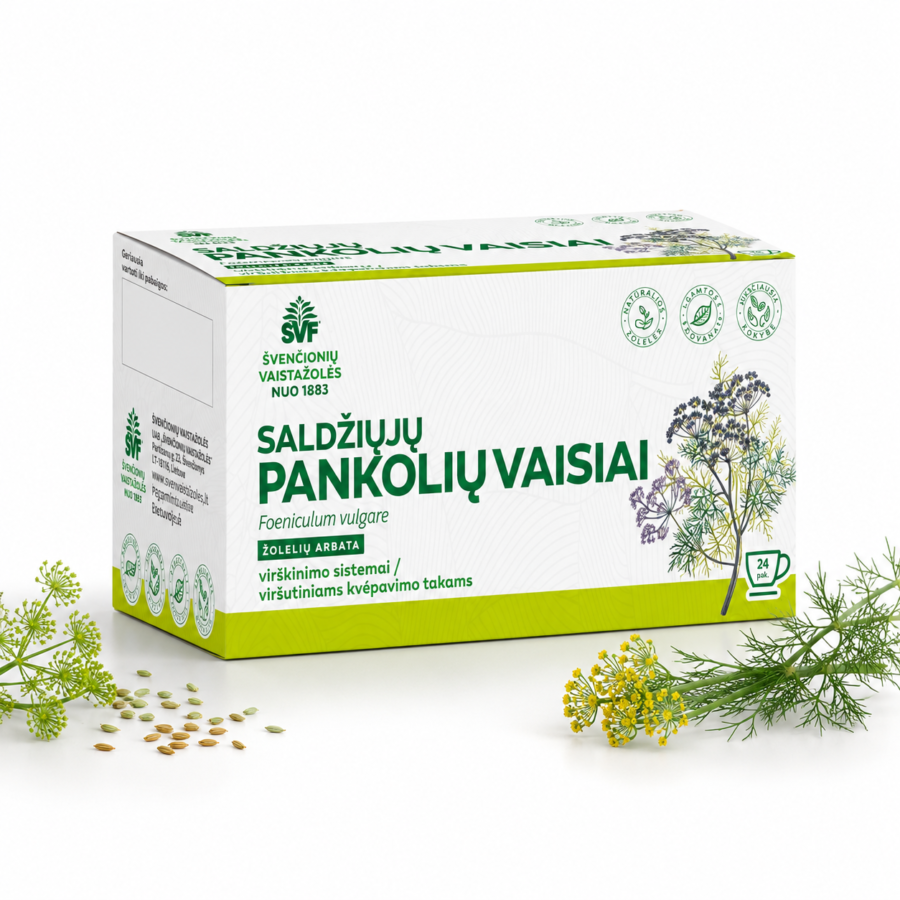 Saldžiųjų pankolių vaisiai, žolelių arbata virškinimui ir kvėpavimo takams, 24 pakeliai