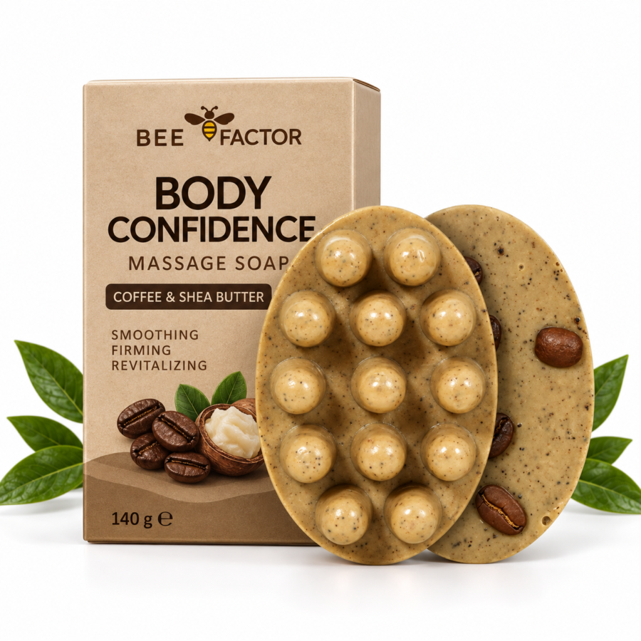 Bee Factor Body Confidence šveičiamasis masažinis kūno muilas, 140 g