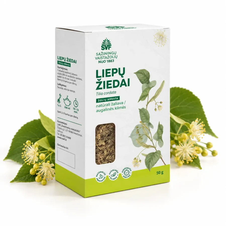 Liepų žiedų arbata imuninei sistemai ir kvėpavimo takams, 50 g