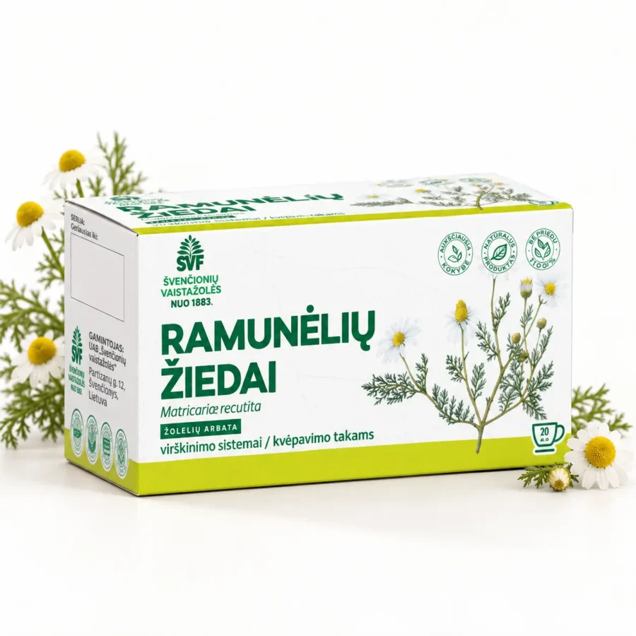Ramunėlių žiedų žolelių arbata virškinimo sistemai ir kvėpavimo takams, 24 pakeliai